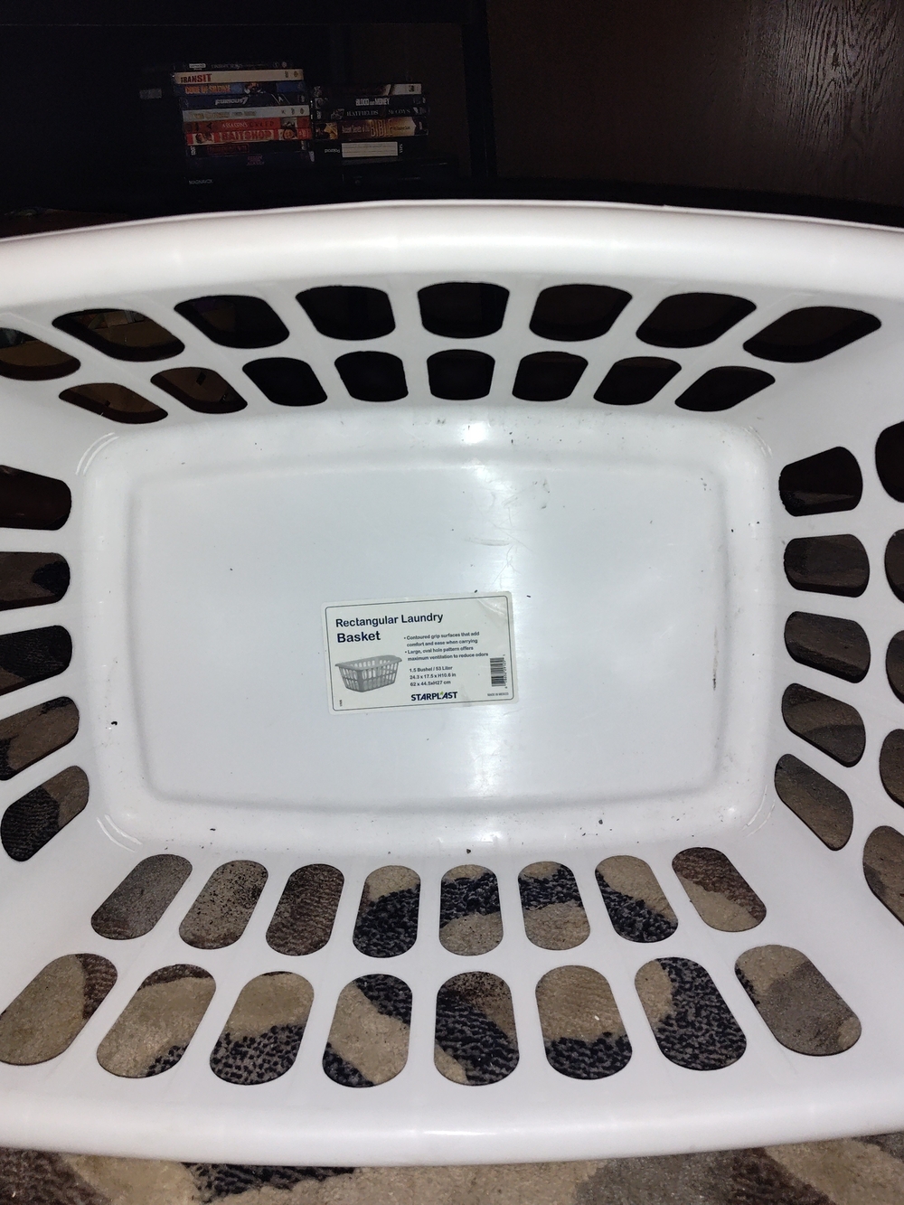 White Rectangular Laundry Basket - Durable Plastic